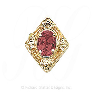 GS190 PT - 14 Karat Gold Pink Tourmaline Slide 